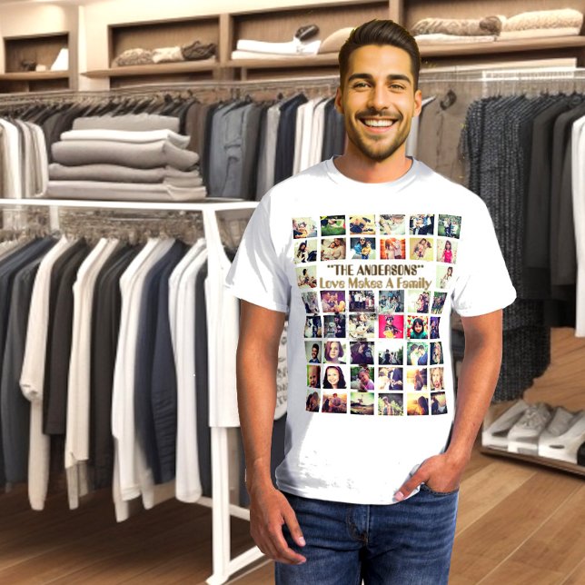 Hier personalisierte Text- und Foto-Collage T-Shirt (Custom Photo collage with personalized text t-shirt)
