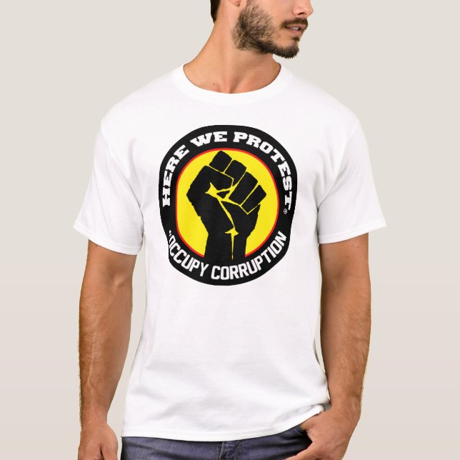 Hier protestieren wir #Occupy Korruption T-Shirt (Vorderseite)