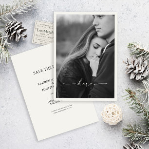 Hier Romantische Foto-Hochzeit Save the Date Einladung