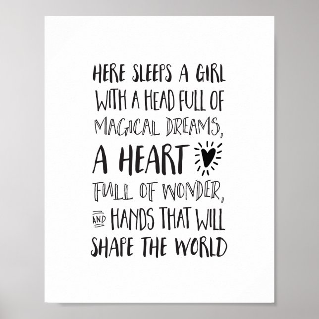 Hier schläft ein Mädchen mit einem Kopf voller Trä Poster (Vorne)