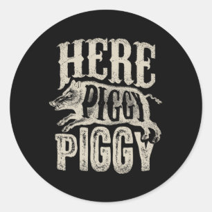 Hier Schweine T Shirt Boar Jagen Vintages Schwein Runder Aufkleber