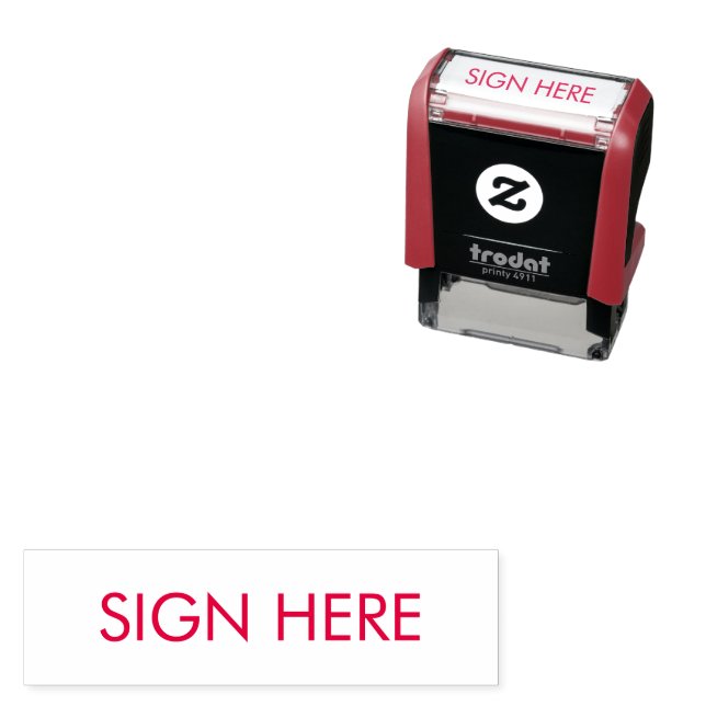 HIER Selbstfarbige Briefmarke für Dokumente Permastempel (Beispiel)