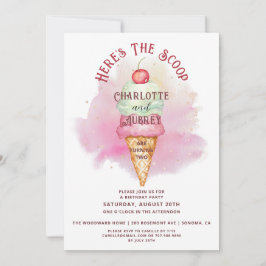 Hier sind die Scoop Twins, die zwei Geburtstagspar Einladung