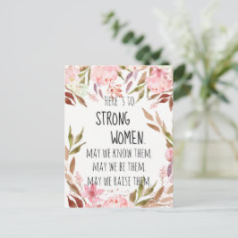 Hier sind die Strong Women Watercolor Pink Peonies Postkarte
