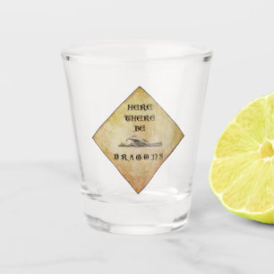 Hier sind Drachen Schnapsglas