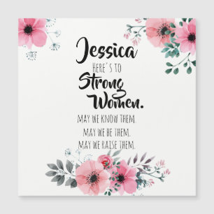 Hier sind starke Frauen Quote Watercolor Floral Magnetkarte