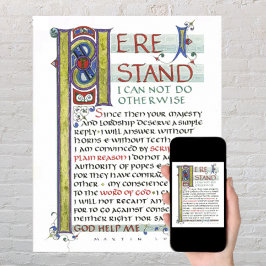 HIER STEHE ICH GOTT MIR HELFEN MARTIN LUTHER QUOTE POSTER