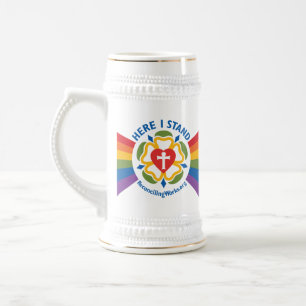 "Hier stehe ich" Stein Bierglas