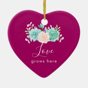 Hier wächst die inspirierende Liebe von Zitaten Keramik Ornament