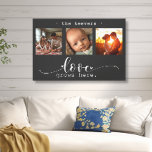 Hier wächst die moderne Liebe der Fotosammlungen Leinwanddruck<br><div class="desc">Diese atemberaubende Leinwand-Wandkunst zeigt eine schöne dreitufige Collage aus Foto, in der hochgeschätzte Erinnerungen ausgestellt sind, die mit der herzlichen Botschaft "Liebe wächst hier" verziert sind. Das elegante Schwarz-Weiß-Design, kombiniert mit exquisiter Schrift und Drucktypografie, schafft ein anspruchsvolles und dauerhaftes Stück, das jeden Innenstil ergänzt. Personalisieren Sie es mit Ihrem Familiennamen....</div>