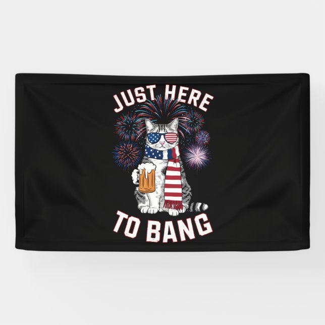 Hier zu Bang USA Flag Bierkatze Lover 4. Juli Banner (Horizontal)
