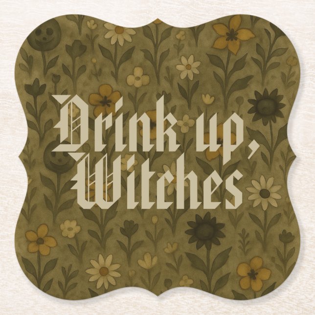 Hier zum "Boos" Drink, Hexen Untersetzer (Vorderseite)