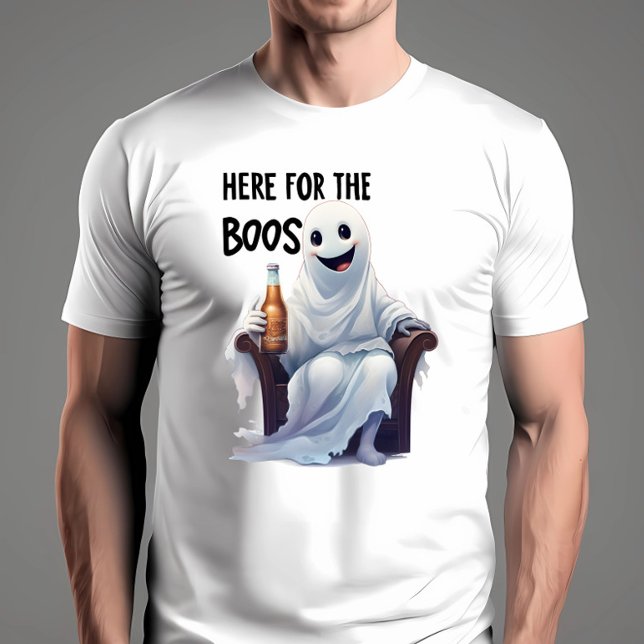 Hier zum Boos Halloween T-Shirt (Funny Halloween shirt on male model)