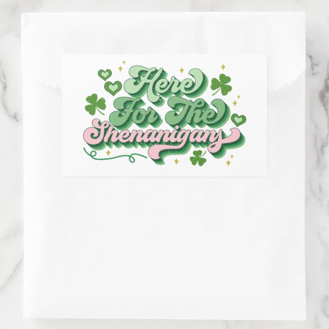 Hier zum Shenanigans St Patrick's Day Rechteckiger Aufkleber (Tasche)