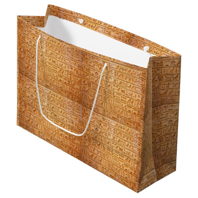 Hieroglyphe Altägyptische Sprache Eingravierter Te Große Geschenktüte (Vorderseite Schrägansicht)