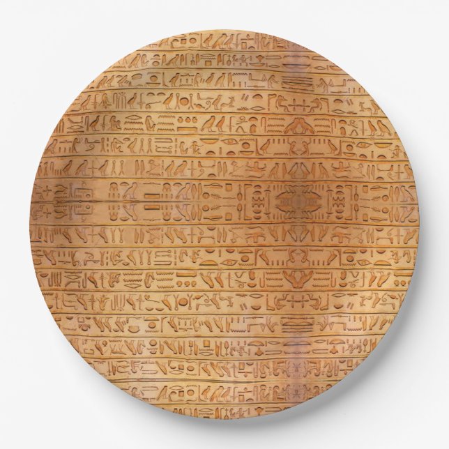 Hieroglyphe Altägyptische Sprache Eingravierter Te Pappteller (Vorderseite)
