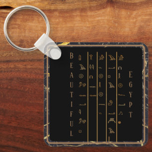 Hieroglyphen Schönes Ägypten Schwarz-Gold-Rahmen Schlüsselanhänger