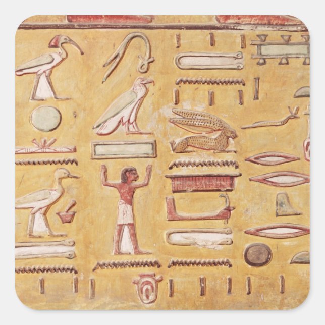 Hieroglyphics, aus dem Grab von Seti I Quadratischer Aufkleber (Vorderseite)