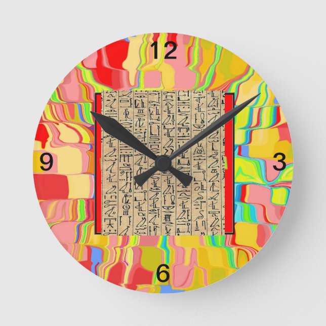 Hieroglyphie-Uhr Runde Wanduhr (Vorderseite)