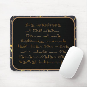 Hieroglyphische Zeichen - schwarzer und goldener M Mousepad