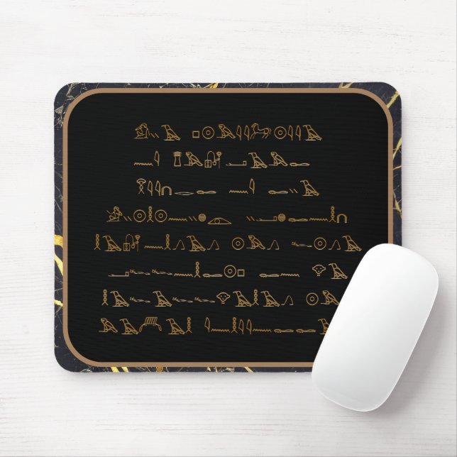 Hieroglyphische Zeichen - schwarzer und goldener M Mousepad (Mit Mouse)