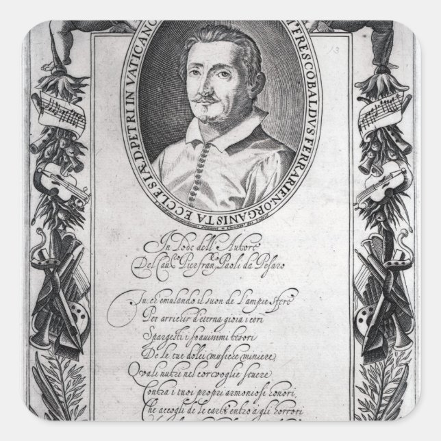 Hieronymus Frescobaldi, graviert durch Christlich Quadratischer Aufkleber (Vorderseite)