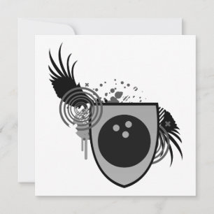 Hifi-Bowlingball-Wappen Einladung