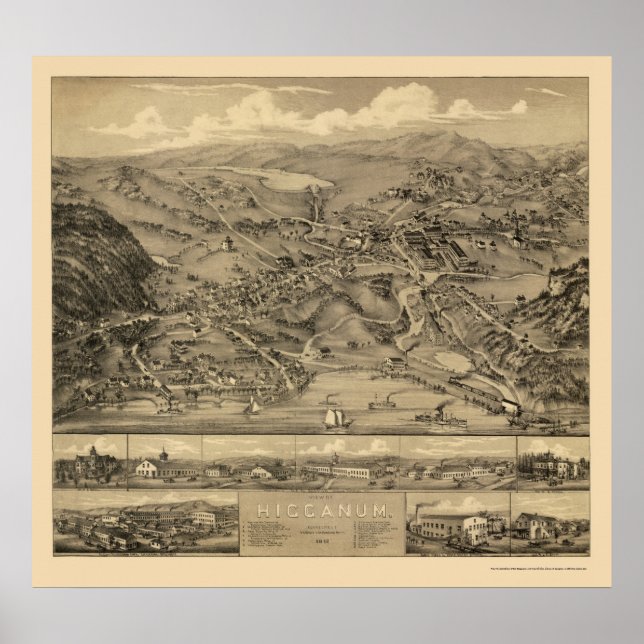 Higganum, CT Panoramic Map - 1881 Poster (Vorne)