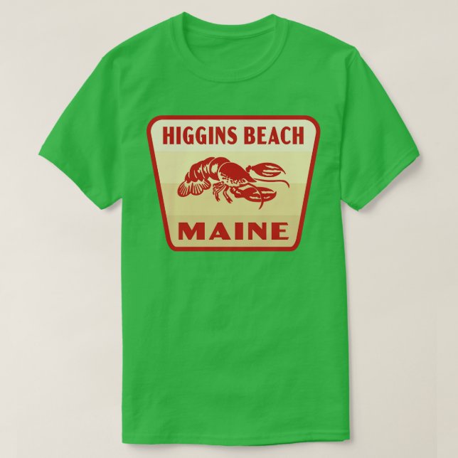 Higgins Beach Maine Retro Abzeichen Tan T-Shirt (Design vorne)