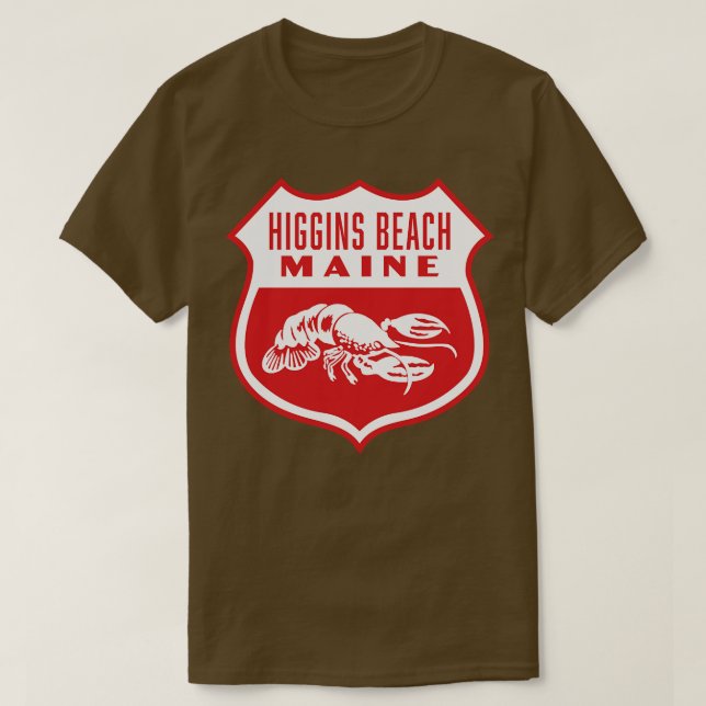 Higgins Beach Maine Retro Shield White T-Shirt (Design vorne)