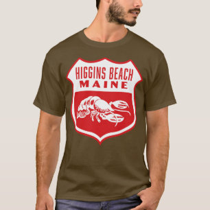 Higgins Beach Maine Retro Shield White T-Shirt