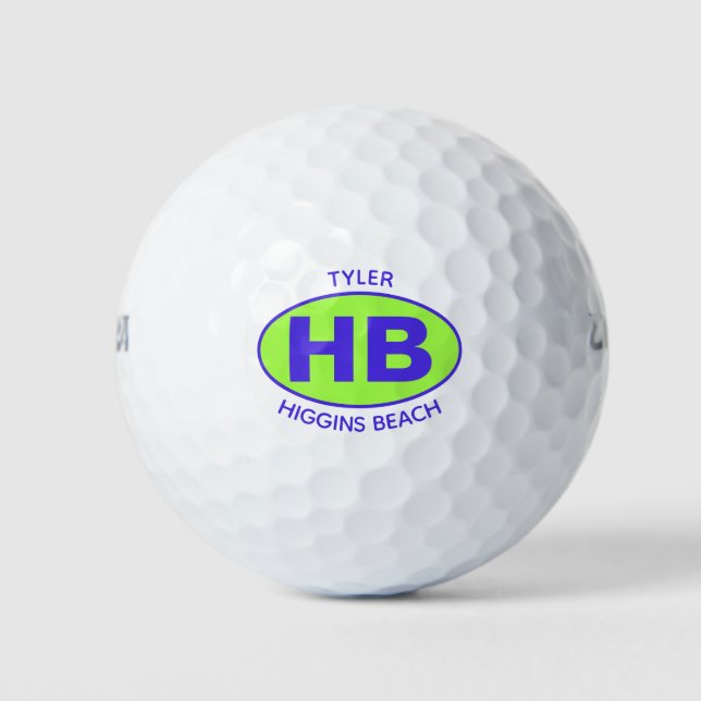 Higgins Beach Oval Blue Green Personalisiert Golfball (Vorderseite)