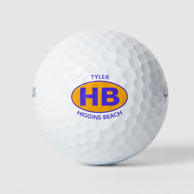 Higgins Beach Oval Blue Orange Personalisiert Golfball (Vorderseite)