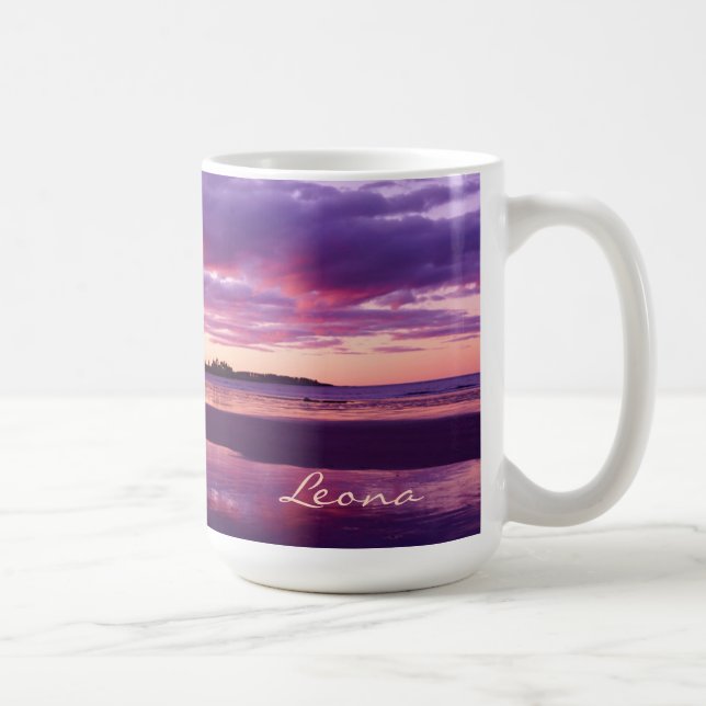 Higgins Beach Sunrise Panorama Name Monogramm Kaffeetasse (Rechts)