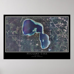Higgins Lake Michigan Satellite Poster Karte