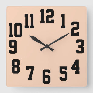 High Contrast Big Numbers Easy Read Quadratische Wanduhr
