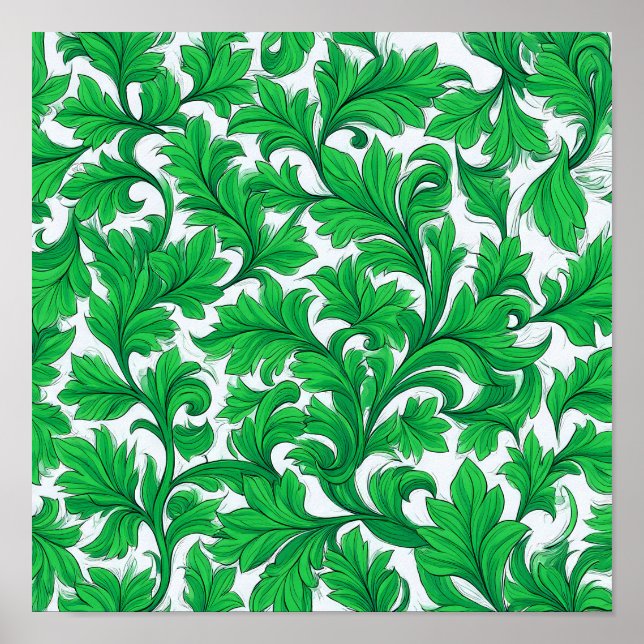 High Contrast Flat Color Pattern: Abstract Ivy Poster (Vorne)