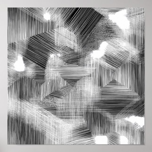 High-Contrast Geometric Depth Decoupage Template Poster (Vorne)