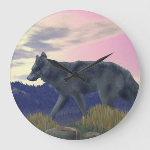 High Country Wolf Große Wanduhr
