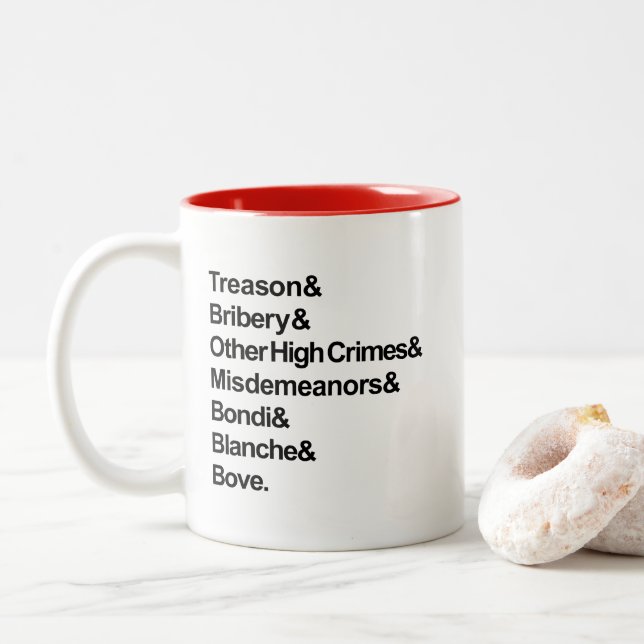 High Crimes & Misdemeanors - Impeach Bondi Blanche Zweifarbige Tasse (Mit Donut)