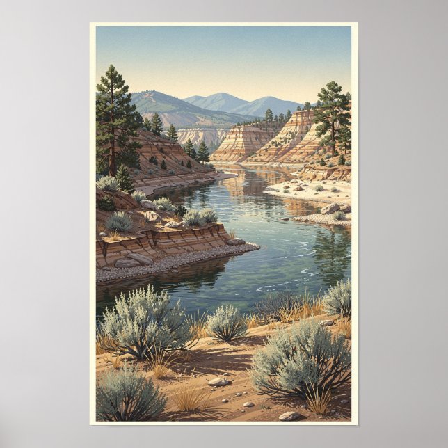 High Desert River Bend Landschaftsposter Poster (Vorne)