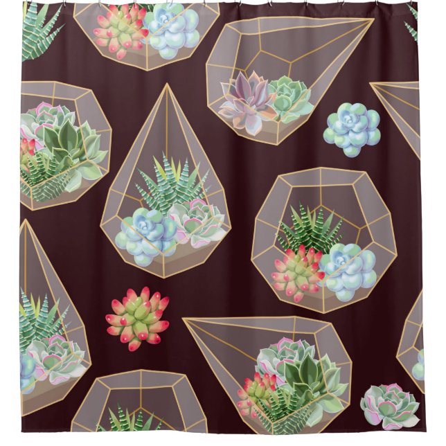 High detail succulent and cactus seamless pattern duschvorhang (Vorderseite)