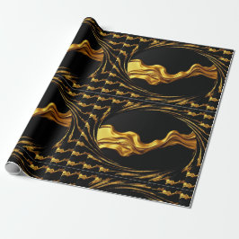 High-End Gifting: Full Liquid Gold Black Monochrom Geschenkpapier