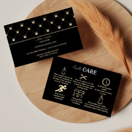 High-End-Schwarz-Gold-Muster-Kronen-Kerzenpflege Visitenkarte