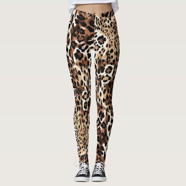 High-Fashion Italian Leopard Print Aesthetic Wrap Leggings (Vorderseite)