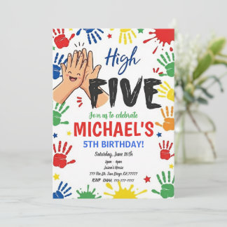 High Five Birthday Hi Five 5th Birthday Party Einladung
