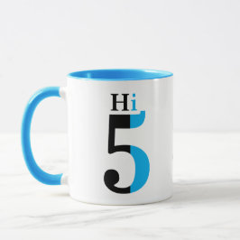 High Five Blue Typografie Tasse