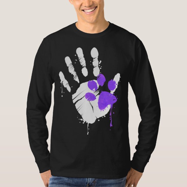 High Five Hand Print With Purple Paw Print On Purr T-Shirt (Vorderseite)