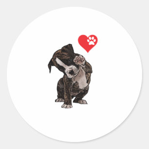 High Five Heart Bulldog Pup I Liebe Boxer Dog Love Runder Aufkleber