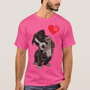 High Five Herz Bulldogge Welpe Ich liebe Boxer Hun T-Shirt
